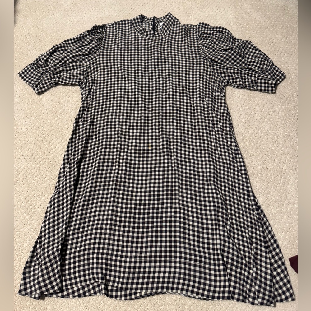 Ganni Black and White Gingham Dress